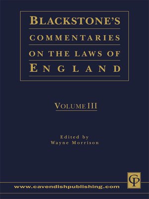 cover image of Blackstone's Commentaries on the Laws of England Volumes I-IV
